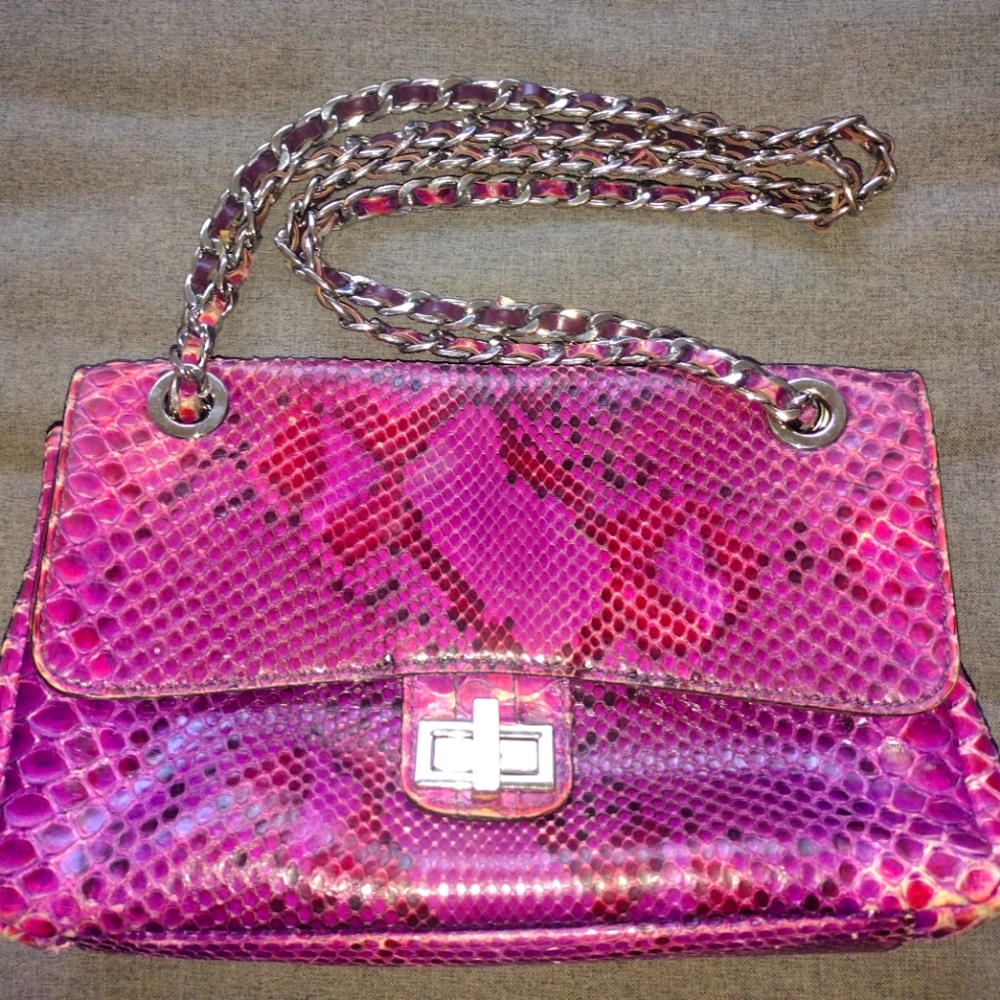 Enrico Pucci Purple Python Dahlia Bag